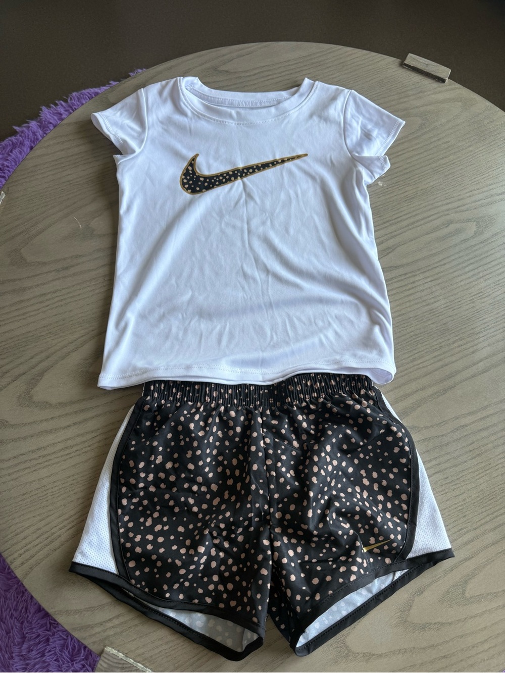 Nike Black and Tan Leopard Print Lined Shorts